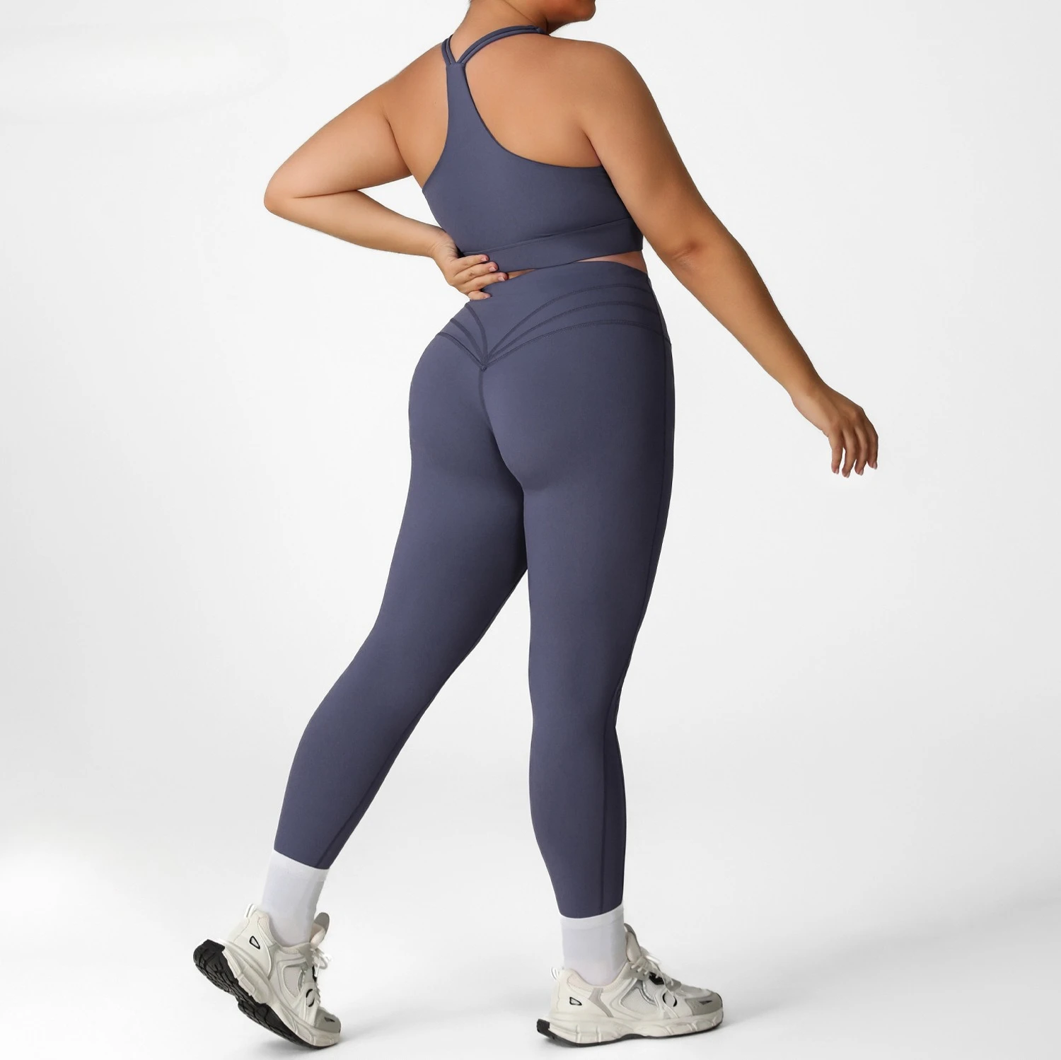 Plus Size Women Yoga 2 Piece Set Y Back Sports Bra High Waist Scrunch Butt Leggings Gym Set Fitness Workout Activewear Outfit