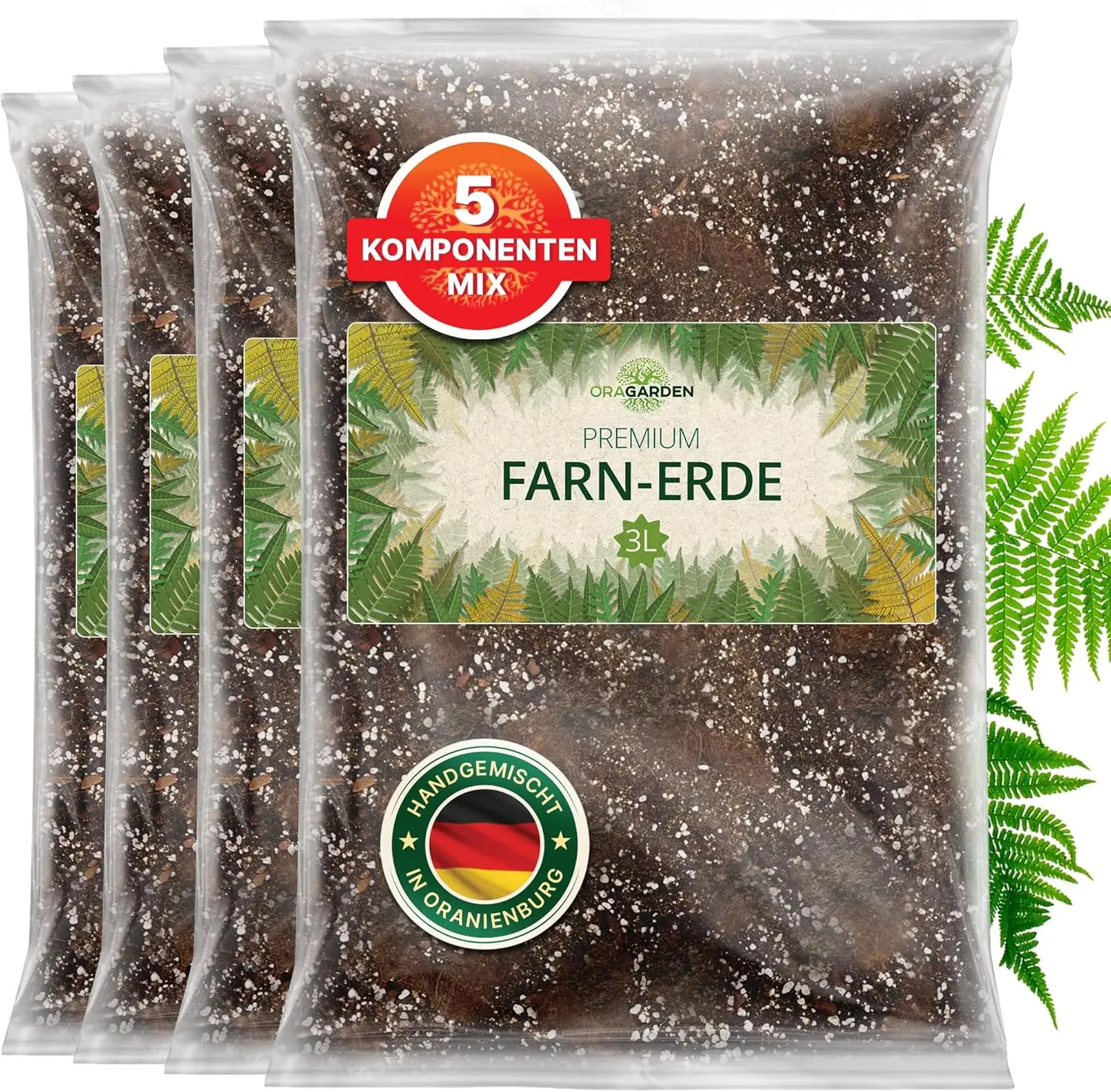 Substrat Spécialisé pour Fougères, Substrat Persistant à 5 Composants 12L - Substrat pour Fleurs, Mélange pour Plantes, Engrais pour Fougères, Substrat de Coco, Accessoires de Jardinage, Culture de Plantes d'Intérieur, Substrat Sans Tourbe