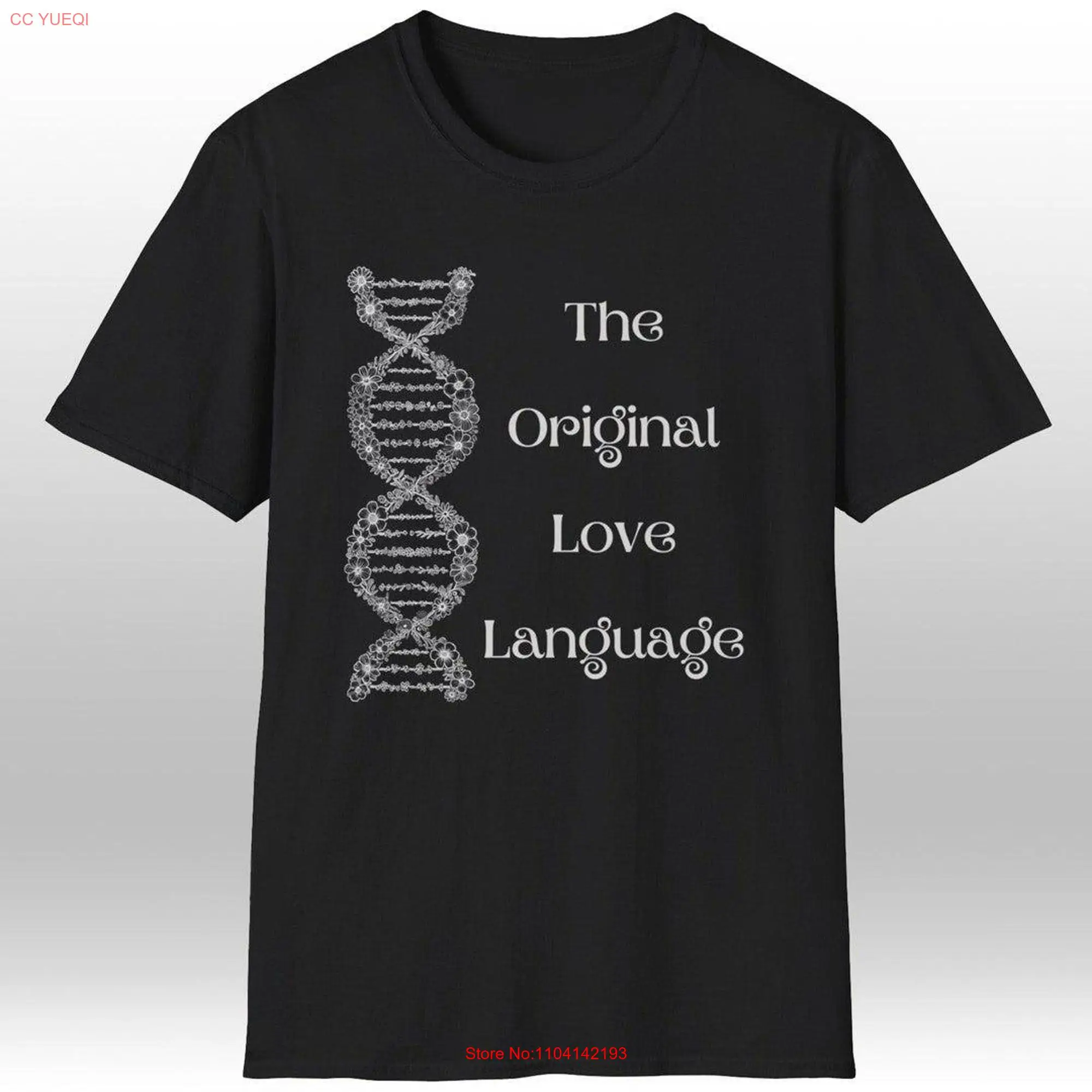 Floral Dna Helix Line Art Original Love Language T Shirt long or short sleeves