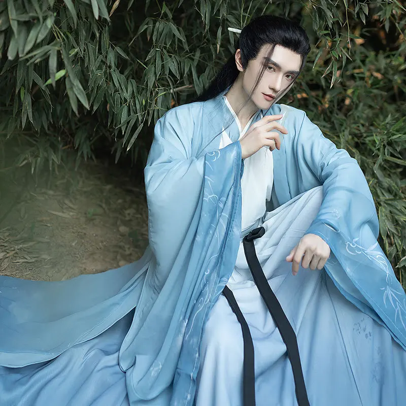 Nuovo stile originale Hanfu sia per uomo che da donna, camicetta e gonna lunghi fino alla vita, camicia a maniche larghe, set elegante e cavalleresco