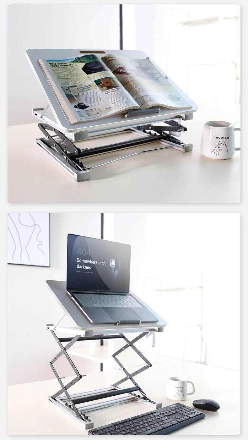 

Portable Standing Desk with Lifting and Folding Design, Adjustable Home Office Laptop Stand and Study Table