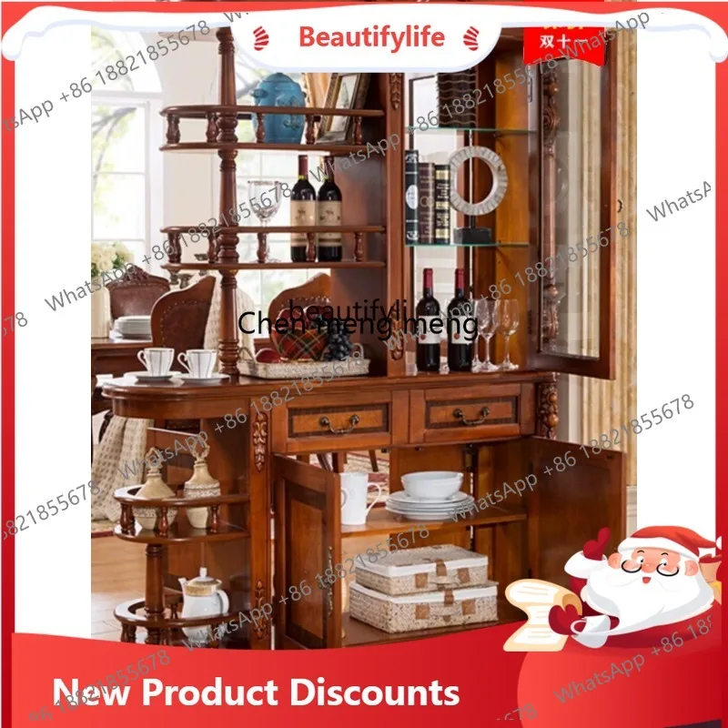 

Solid wood entrance wine cabinet partition living room door entry decorative cabinet European wine rack foyer cabinet 3001