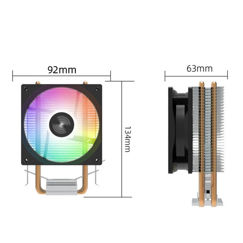 TEUCER CPU Koeler 2 4 Heatpipes PC Radiator Cooling 3PIN PWM Stille Rgb Fan Voor Intel 1700 1150 1155 11556 1366 AM2/AM3/AM4 AMD