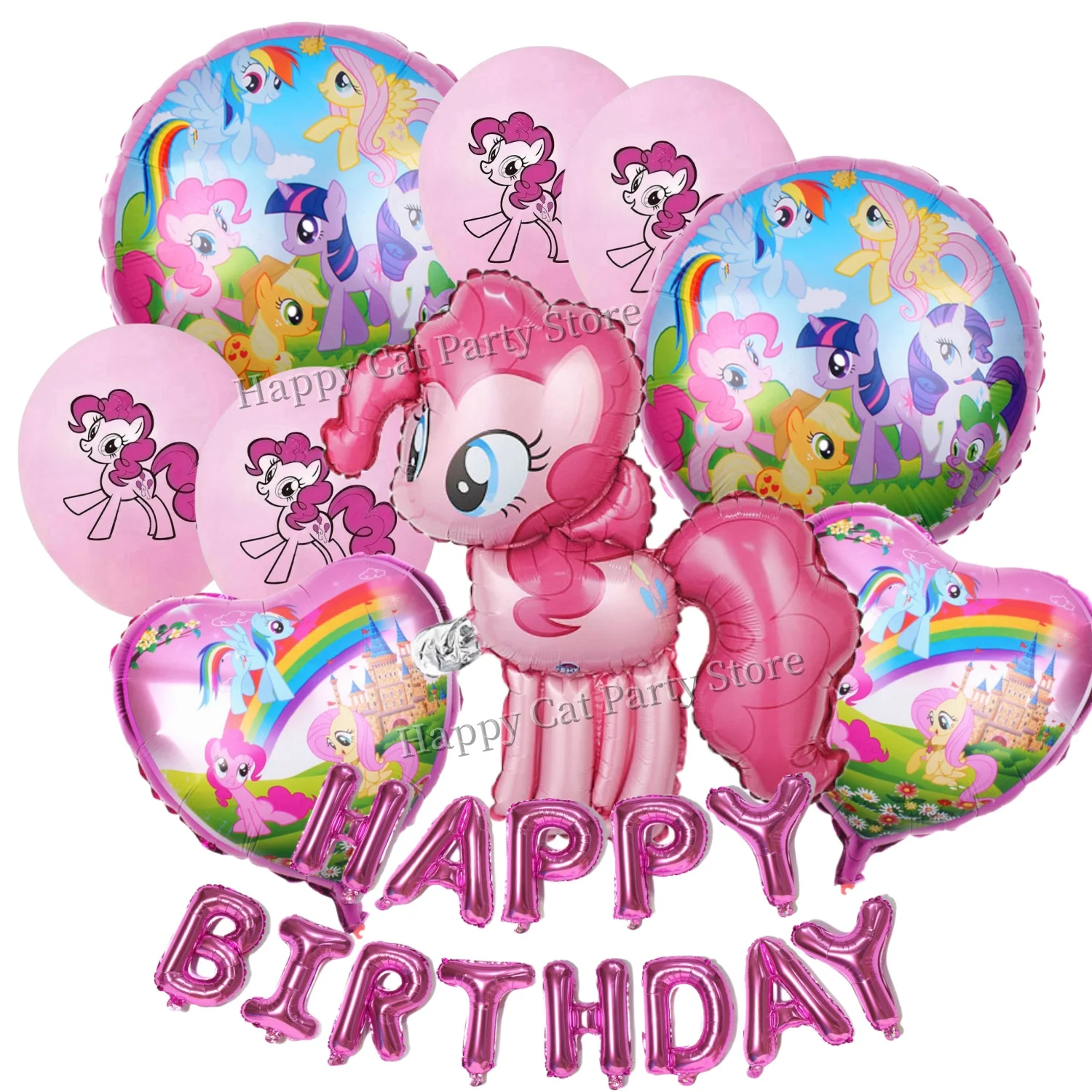 

Little Pony Foil Balloon Set Happy Birthday Banner Party Decor Pinkie Pie Latex Balloon Baby Shower Girls Favors Gift Supplies