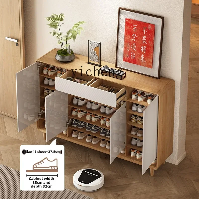 

r5.13 all-solid wood shoe cabinet, the new large-capacity multi-layer oversized locker at the door of the home is integrated