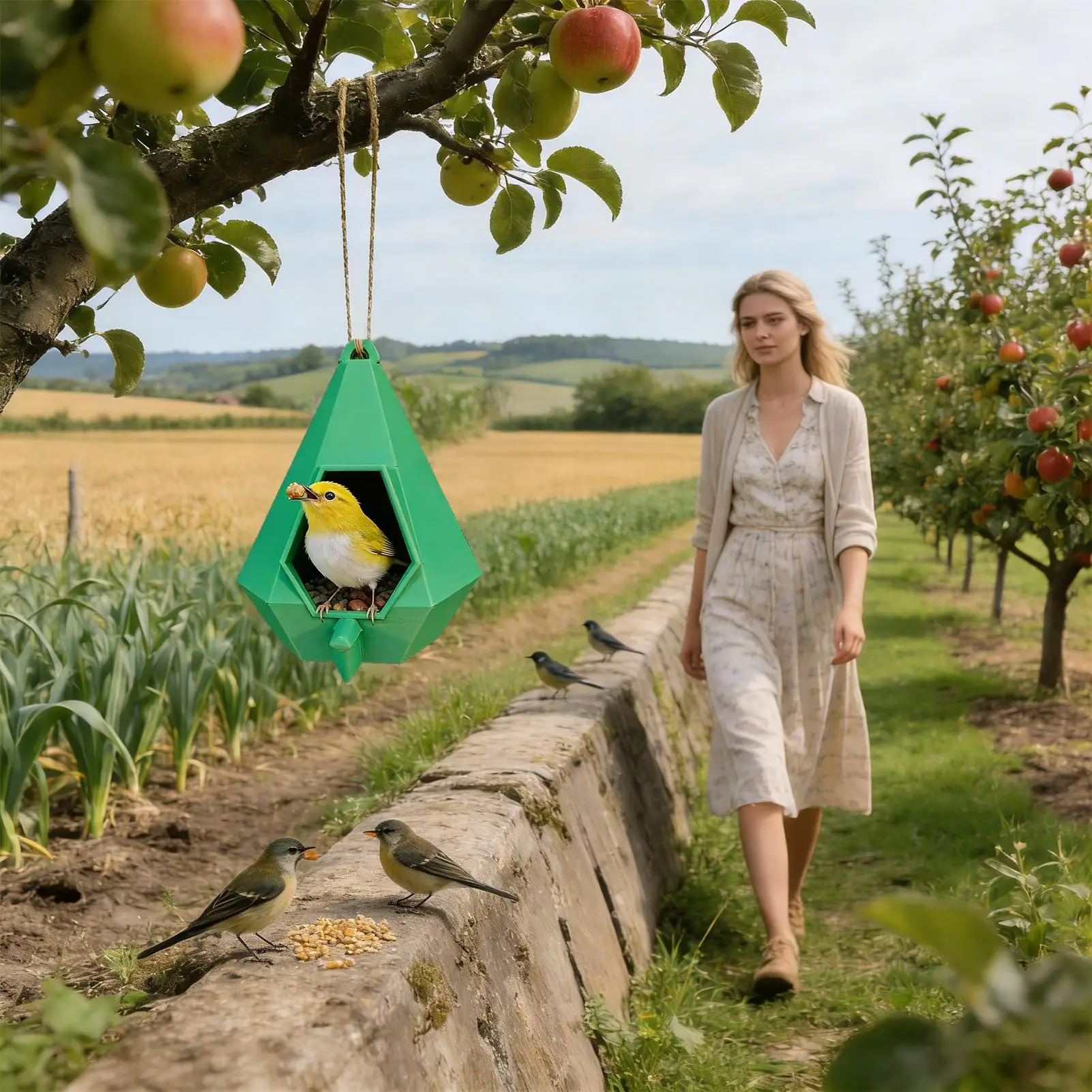 

Милый домик-кормушка для птиц с крышей, полузакрытый, декоративный, подвесной, водонепроницаемый, для сада, для диких птиц