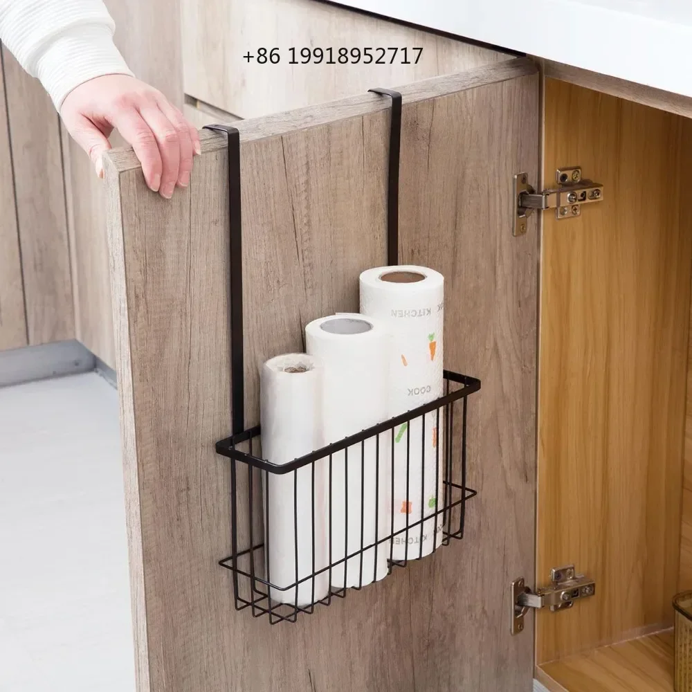 Durable Bathroom Over Cabinet Door Hanging Storage Basket Holder Organizer Support Kitchen Tools Storage Shelves