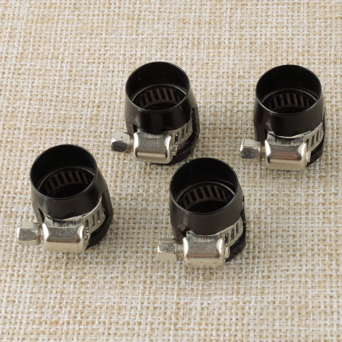 4Pcs/Set AN6 Hex Fuel Hose Finisher Clamp Line End Cover Flare Fitting Adapter Connector Black Fit for All Car Aluminum Alloy