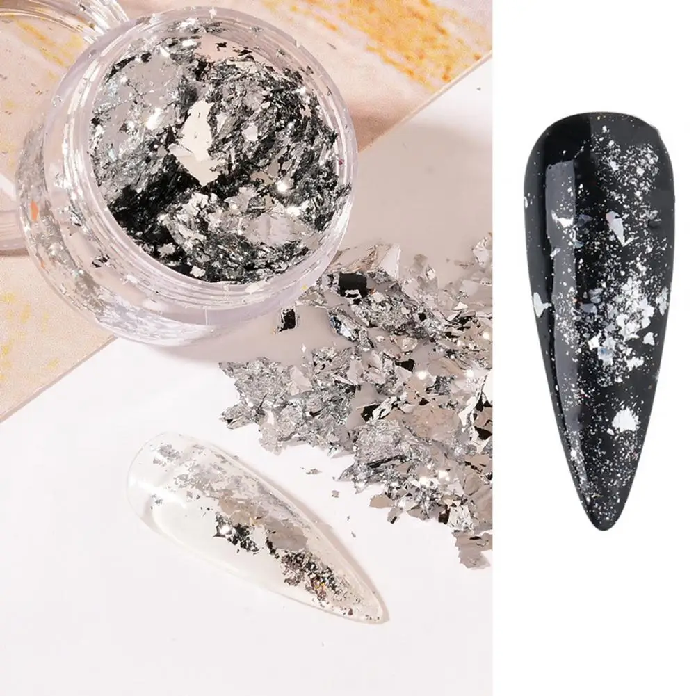 Nail Art Supplies Golden Silver Nail Art Sequins Irregular Tin Foil Flakes for Diy Manicure Uv Gel Polish 3d Glitter Decoration