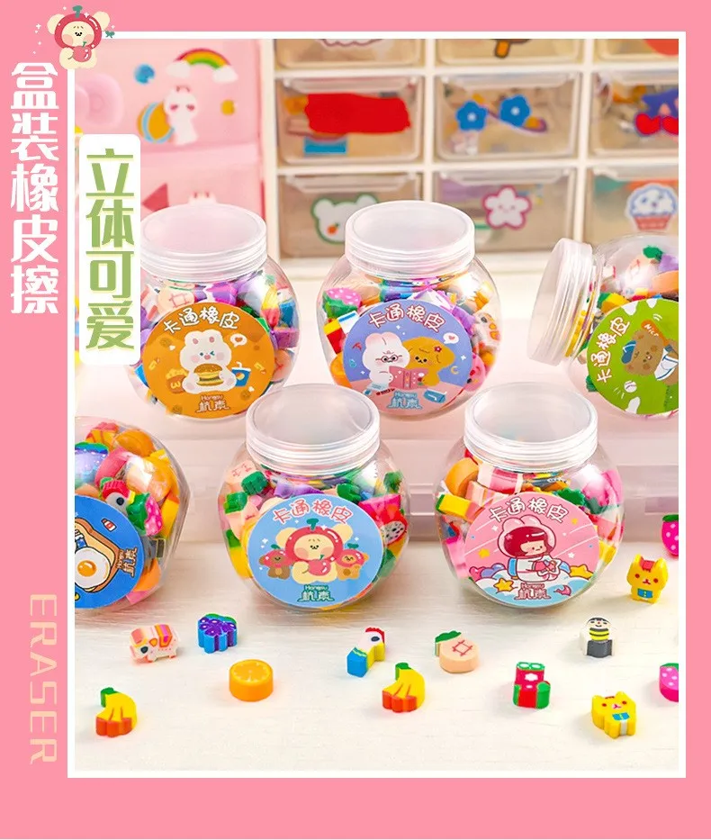 50/100 Stücke Bleistift Radiergummi Gummi Kawaii Tier Früchte Radiergummis Grundschüler Preise Werbegeschenk Schreibwaren Für Kinder – Detail 1