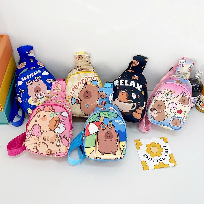 Korean Capybara Chest Bag Y2K Crossbody Bag Animal Cartoon Pattern Back To School High Street Storage Shoulder Bag Backpacks New