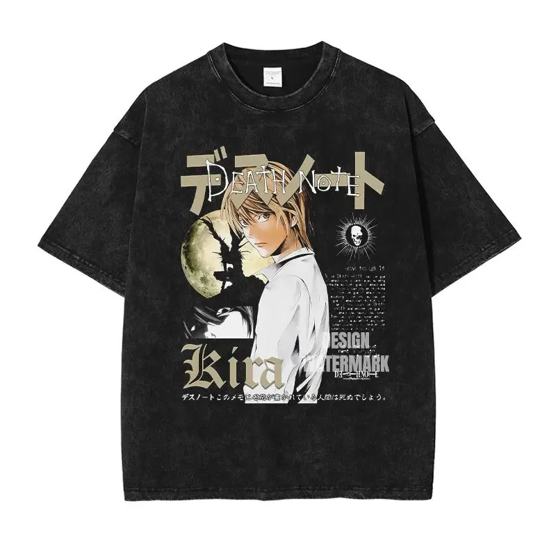 Death Note Vintage Washed T-Shirt Oversized High-end Luxury hot product high quality Washed Vintage Unisex Washed Retro Fashion
