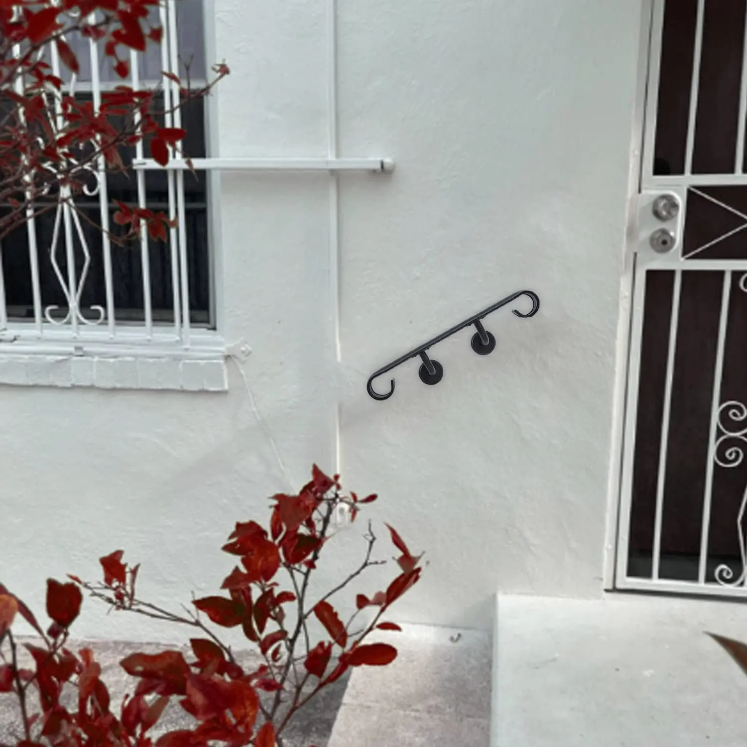 Wall Handrail Wrought Iron Stair Handrail Wall Mount Handrail Fit 2-5 Steps for Indoor or Outdoor Stairs