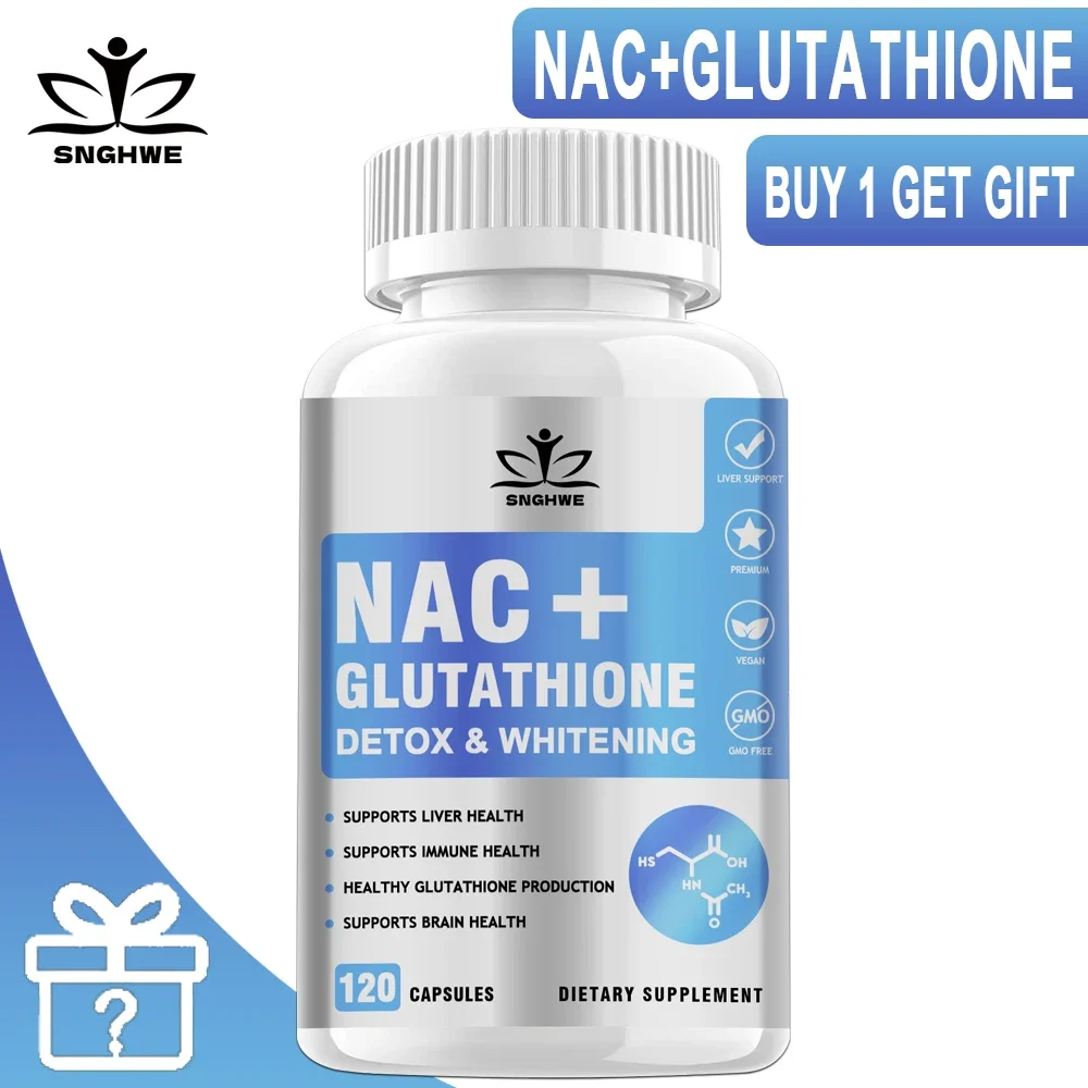 Glutatión NAC: fórmula diaria de apoyo hepático para la limpieza pulmonar, la salud, la desintoxicación renale, el cerebro y el suplemento respiratorio