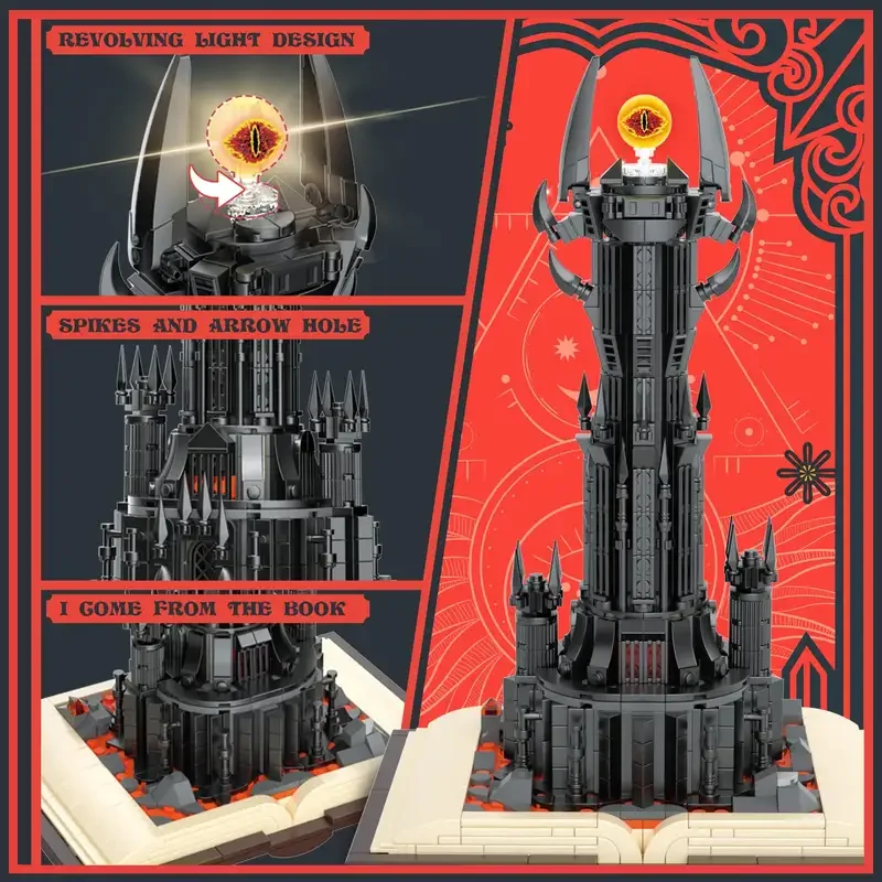 13018 Dark Tower Building Block Kits, 969PCS Magic Rings Building Sets, Lord Castle Architecture Building Sets DIY Toys For Kids