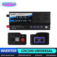 Inverter 12V/24V 110V 900W 1400W 2000W DC-AC Power Supply Voltage Converter Car Mounted Inverter Colorful Atmosphere Light US