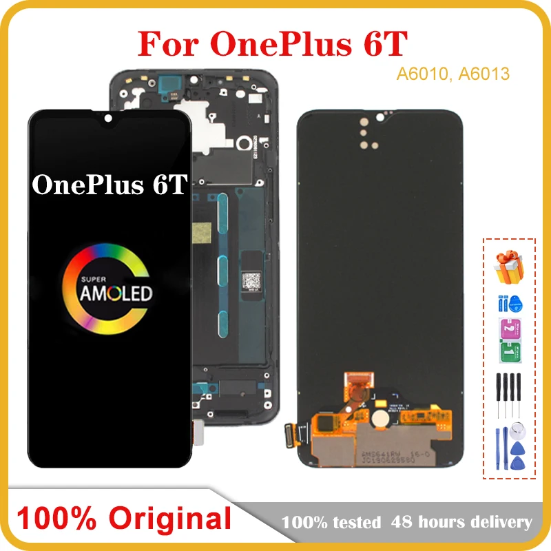 

6.41" Original AMOLED For Oneplus 6T A6010 A6013 LCD Touch Screen Digitizer Assembly For Oneplus 6T Display Replaceable parts