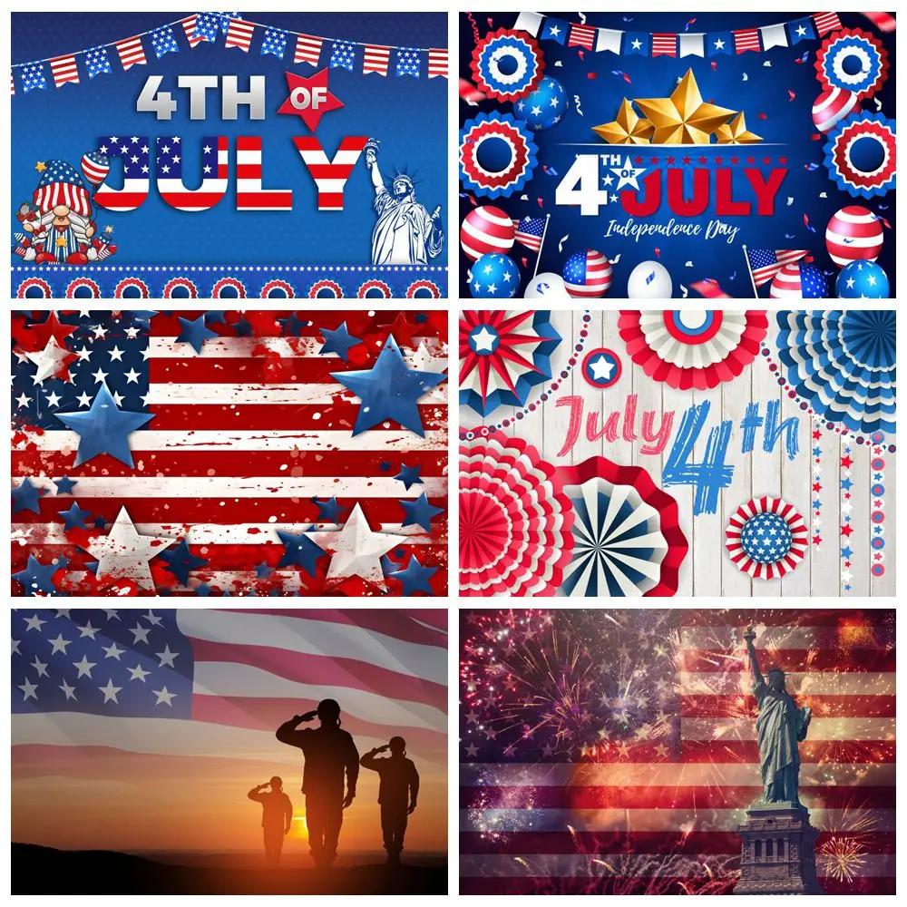 Yeele Independence Day Photography Background Happy 4th July American Flag Balloon Party Decor Backdrop Photo Studio