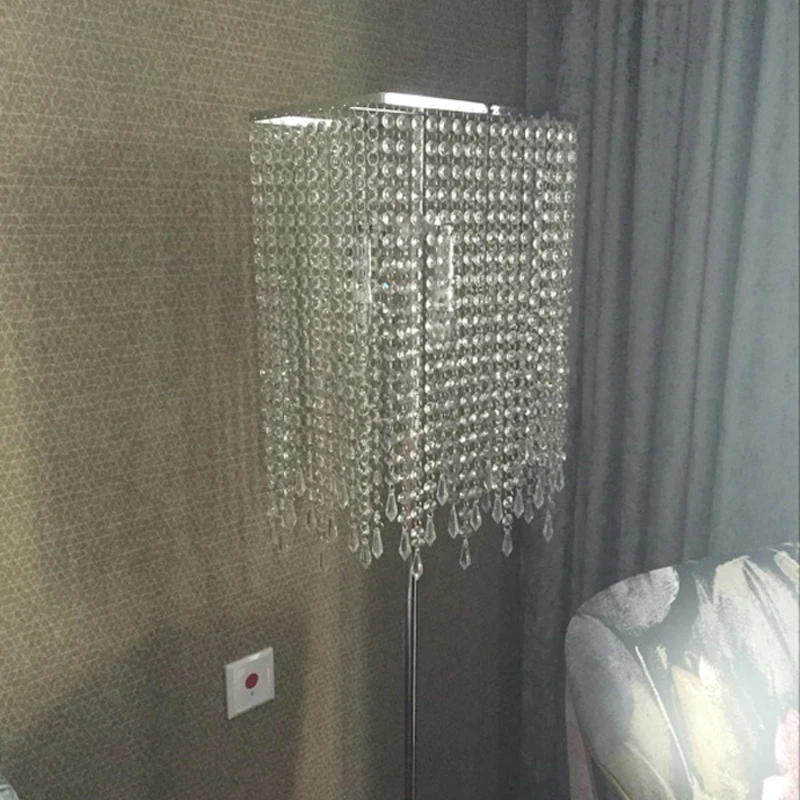 High quality oblong rectangular glass square crystal floor lamp LED bulb optional square crystal floor light