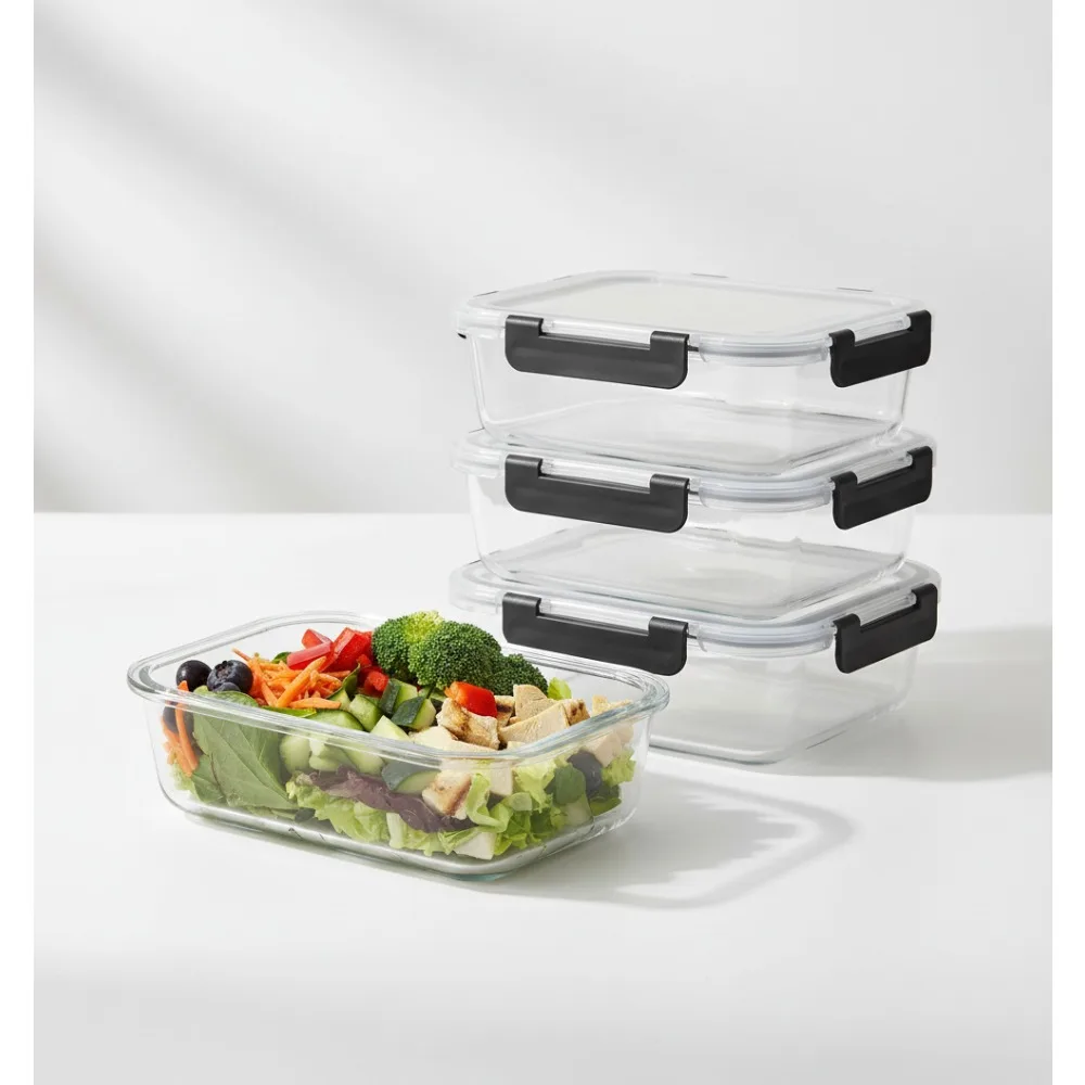 

5 стеклянных контейнеров для хранения пищевых продуктов с крышками, герметичные контейнеры для приготовления еды на 35 унций для взрослых, кухни