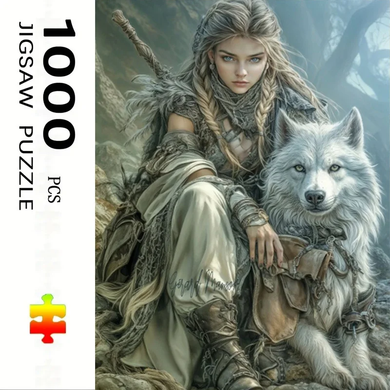 Adult Jigsaw Puzzle 1000 Pieces  Girl And a Wolf Decor Exercise Brain Thinking Holiday Birthday Gift