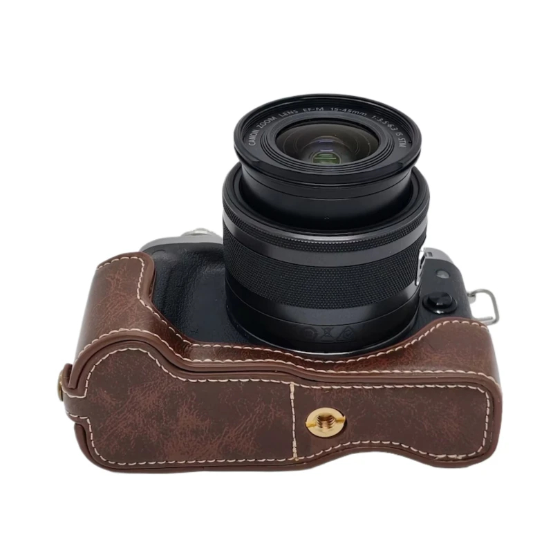 PU Leather Protective Half Body Cover For Canon EOS M6 EOSM6 Camera Half Case