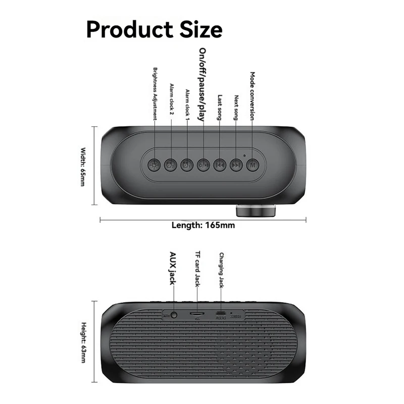 ساعة منبه مكبر صوت بخاصية البلوتوث قابل للنقل راديو FM مضخم صوت لاسلكي صندوق صوت موسيقى صغير Woofers Tfcard متعدد الوظائف B