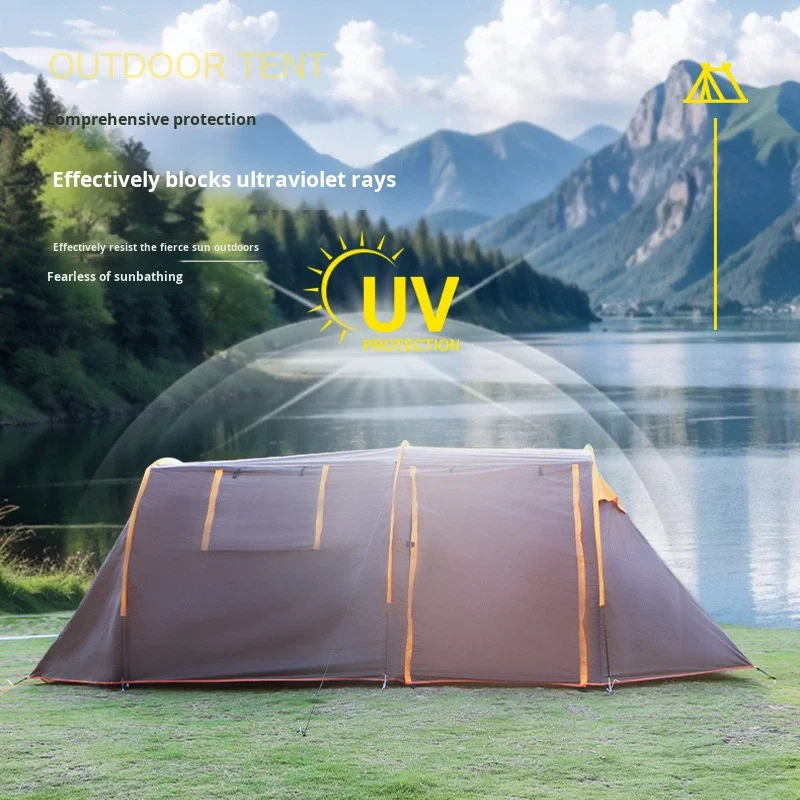 

Одна комната, одна гостиная, непромокаемая, четырехсезонная однослойная туннельная палатка, 5-8 человек, открытый солнцезащитный козырек для кемпинга, большое пространство для отдыха