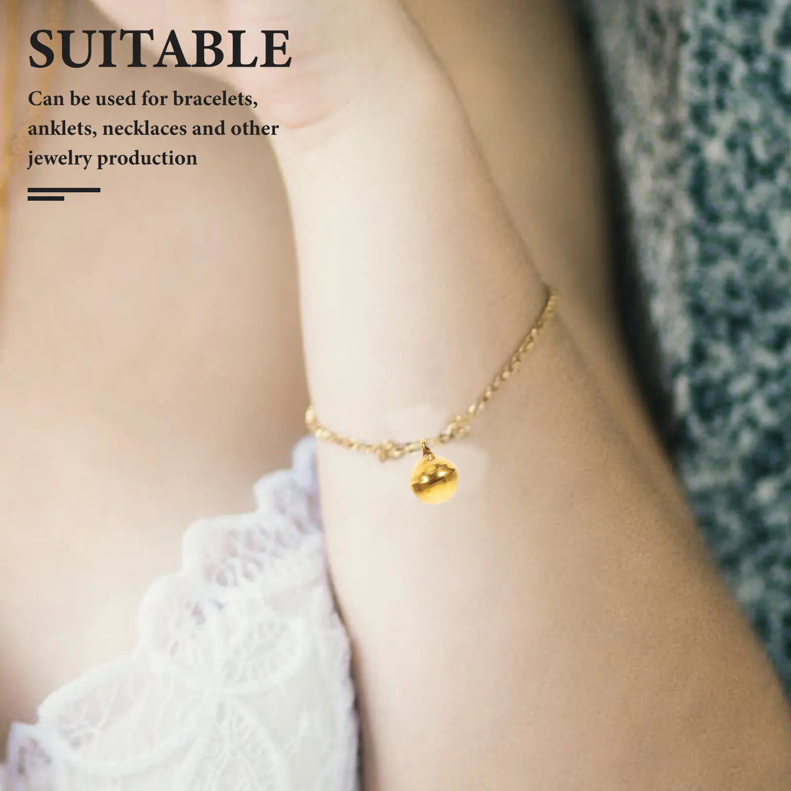 

100 шт. миниатюрных золотых колокольчиков 8 мм для рукоделия, украшений, свадебных и праздничных декораций, браслетов, подвесок-колокольчиков