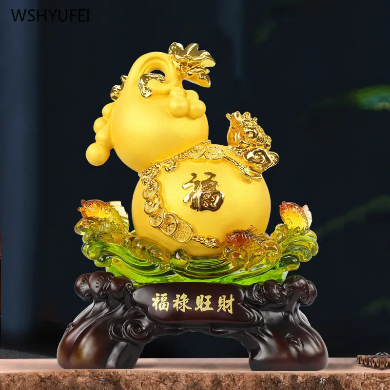 

Home decoration accessories Fengshui tabletop ornaments Zhaocai Hulu Decoration Resin Crafts Gift for store opening