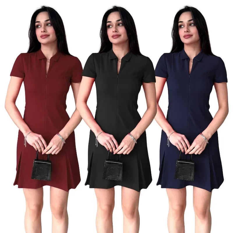 Slimming Long  Square Collar Korean Style Summer  for Women Elegant Knitted Fabric  V-neckline Bodycon Dress