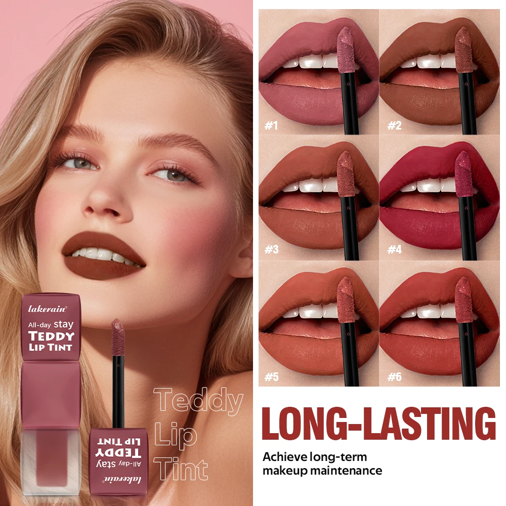 lakerain Waterproof Teddy Lip Gloss Velvet Matte Lip Mud Long-lasting Coloring Lipstick Light Non-transfer Lip Glaze Face Makeup