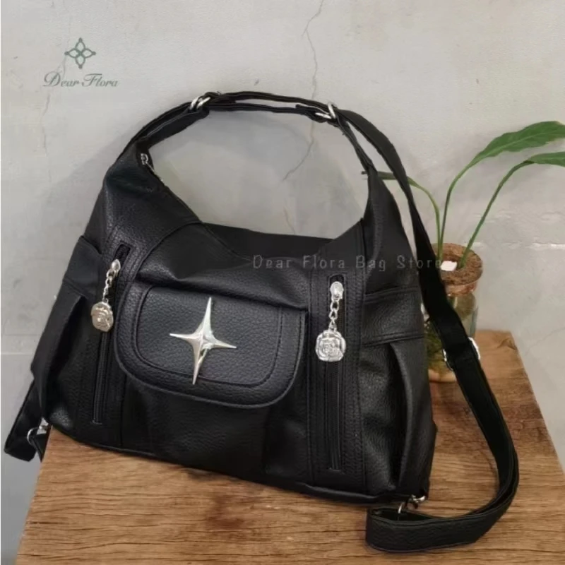 Y2k Soft Simplicity Versatile Large Capacity Tote Bags Star Classic Shoulder Bags Punk Goth Casual Crossbody New Travel Backpack