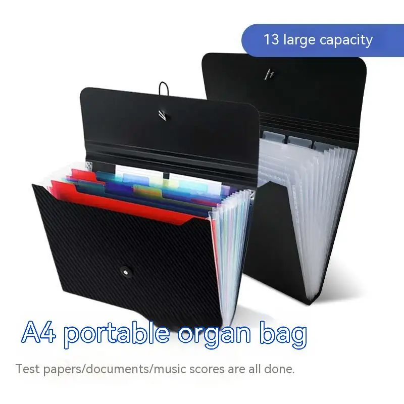 A4 Folder Color Organ Bag Waterproof Bills Cards Holder Cash Invoices Financial Ticket Storage Organizer Classification Wallet