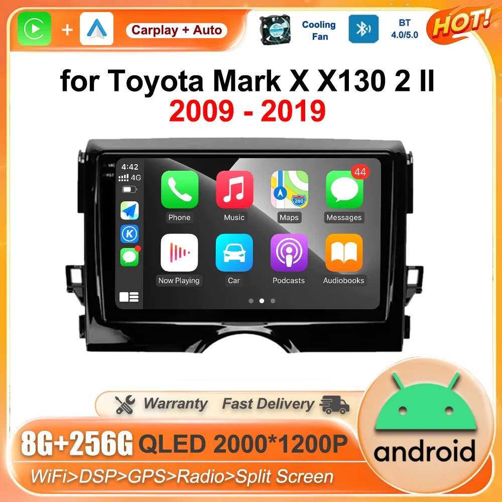 

Android OS 9 inch for Toyota Mark X X130 2 II 2009 - 2019 GPS Navi Car Multimedia Stereo Player Bluetooth WiFi QLED Touch Screen