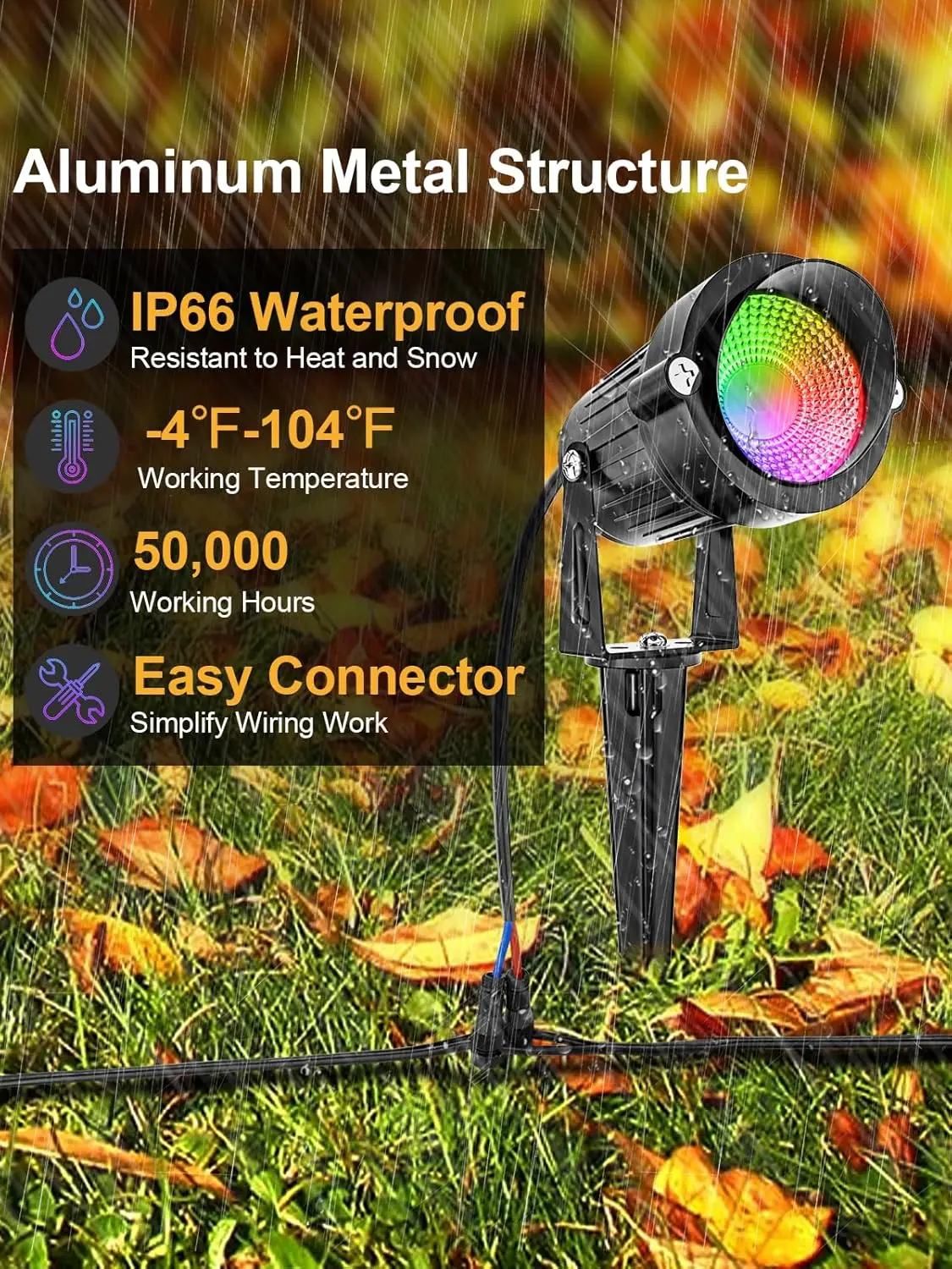 12W RGB laagspanning landschapsverlichting, LED-kleurveranderende buitenspot, IP66 waterdicht voor tuinpad (12 stuks)