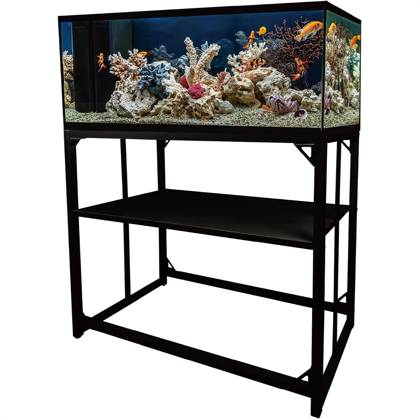 

Heavy Duty Fish Tank Stand for 40 Gallon Aquariums, Metal Reptile Turtle Breeder Stand with Storage Shelves, 660LBS Capacity,