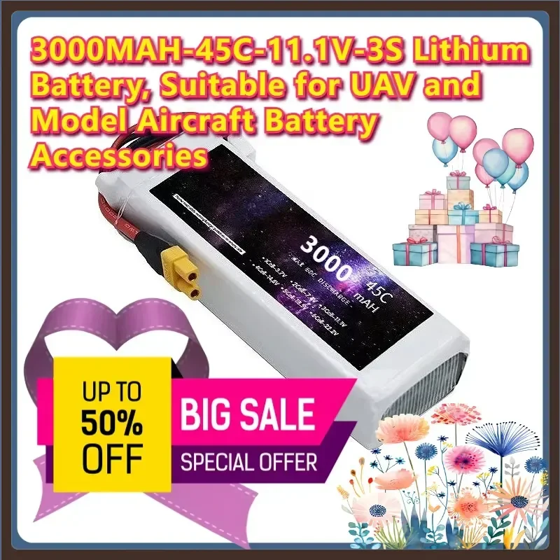 3000MAH 45C 11.1V 3S for UAV Model Aircraft Battery Accessories Lithium Battery