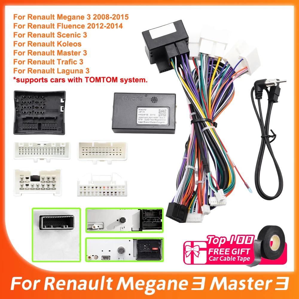 Cable de Radio para Auto Renault Megane 3 2008-2015, Adaptador de Cableado LNF1.10, Decodificador Canbus para Renault Master 3, Scenic 3, TomTom
