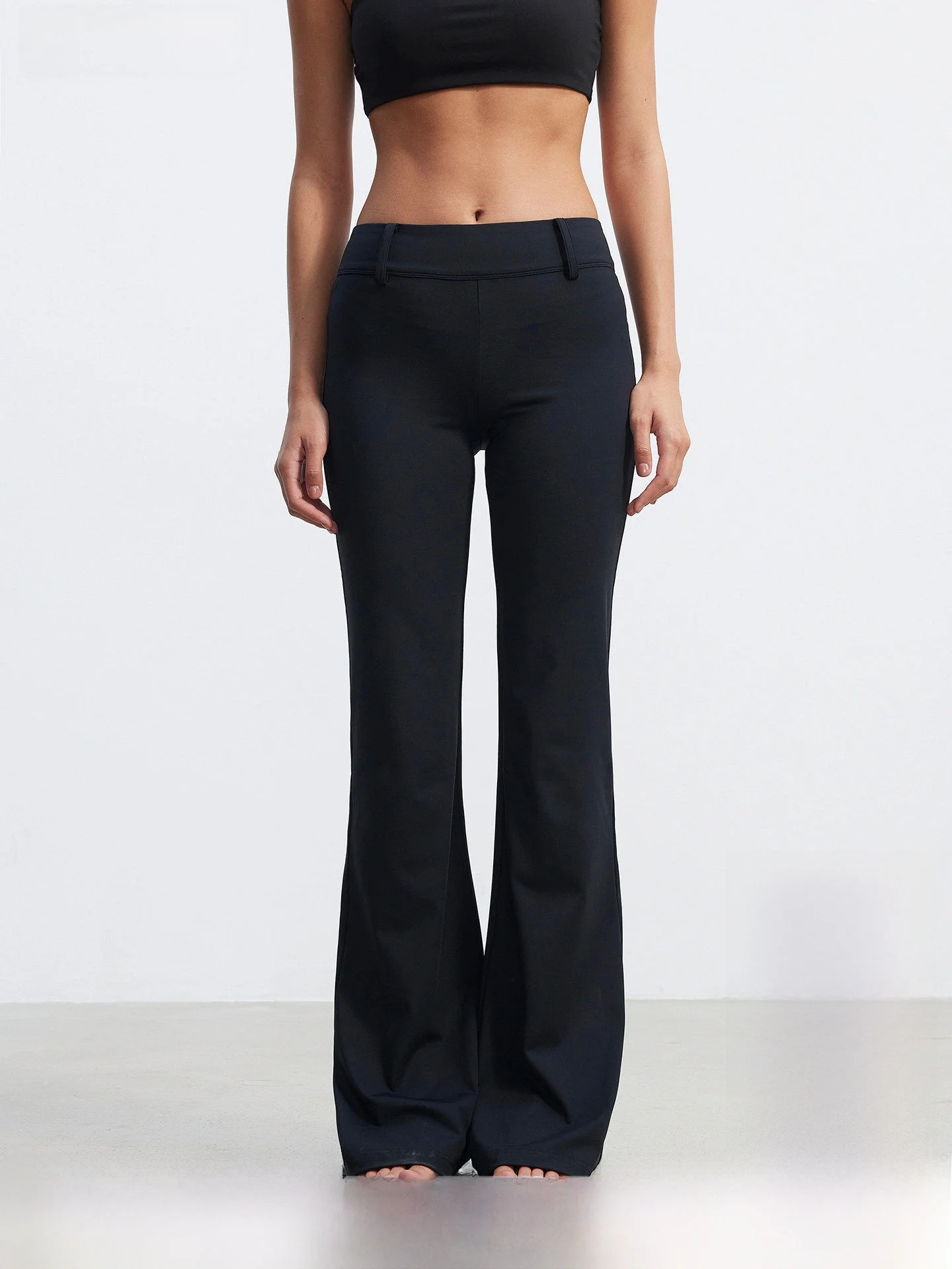 

AFTADAWN Skin-Friendly Yoga Casual Pants Tummy Control Slimming Micro Flared Long Trousers mid Waist Elastic Nylon Ladies