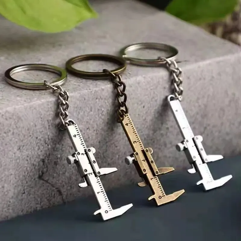 Mini Vernier Caliper Pocket Key Chain Keyring Ornaments Small 3D Movable Precision Measure Tool Accessories Slider Ruler Alloy