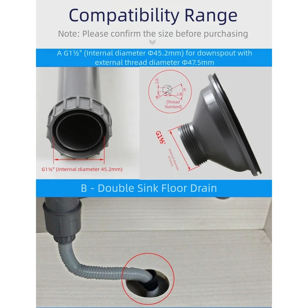 Home Improvement Anti Smell Drainage Anti Smell Drain Solution Kitchen Drainage Dishwasher Compatible Embedded Steel Wire
