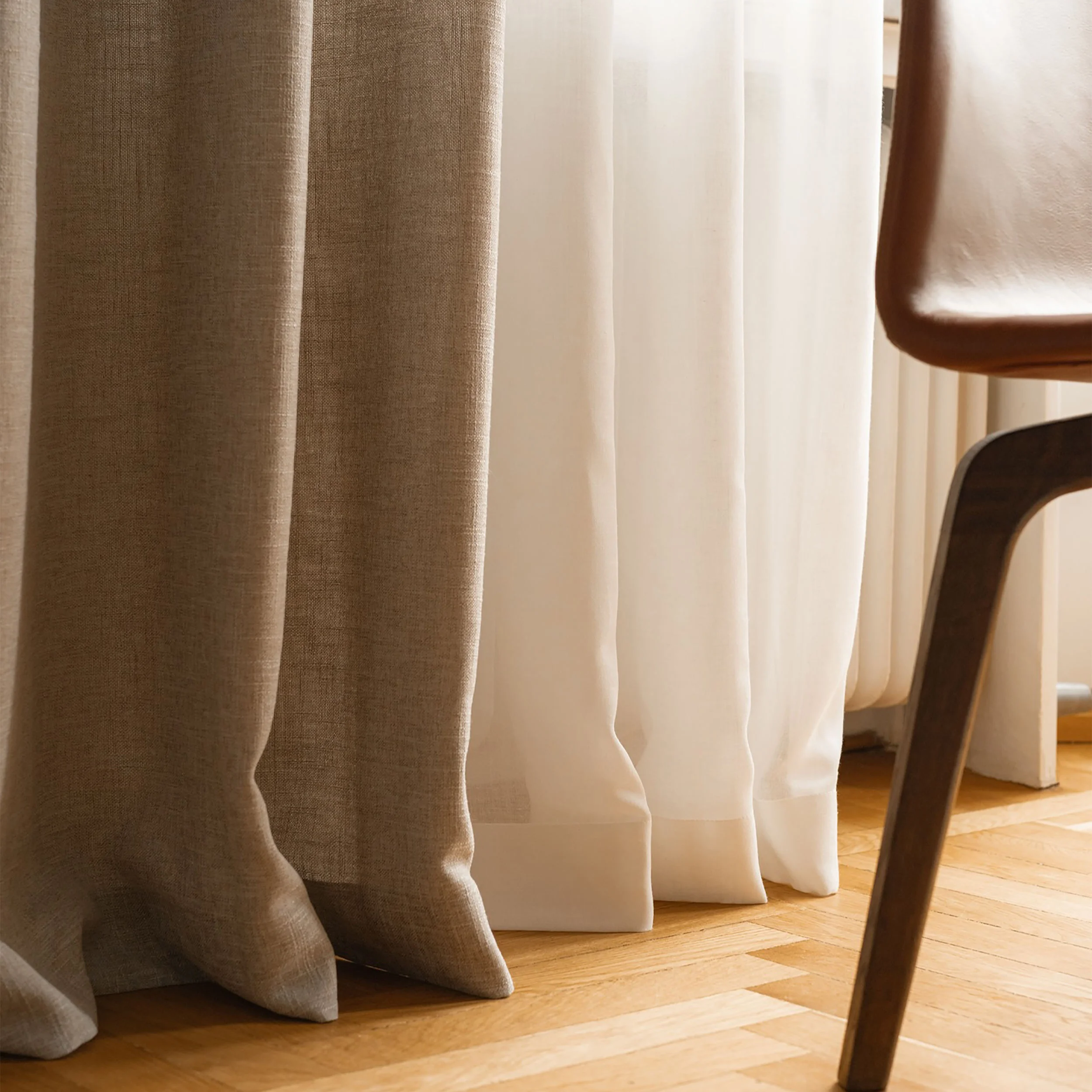Luxury Linen Textured Sheer Curtains Customizable Blackout Valances for Home Decor
