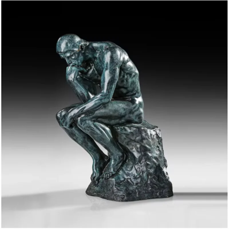 Large Rodin's Thinker Statue Sculpture Bronze Replica Famous Classical Nude Thinking Man Art Classy Home Decor