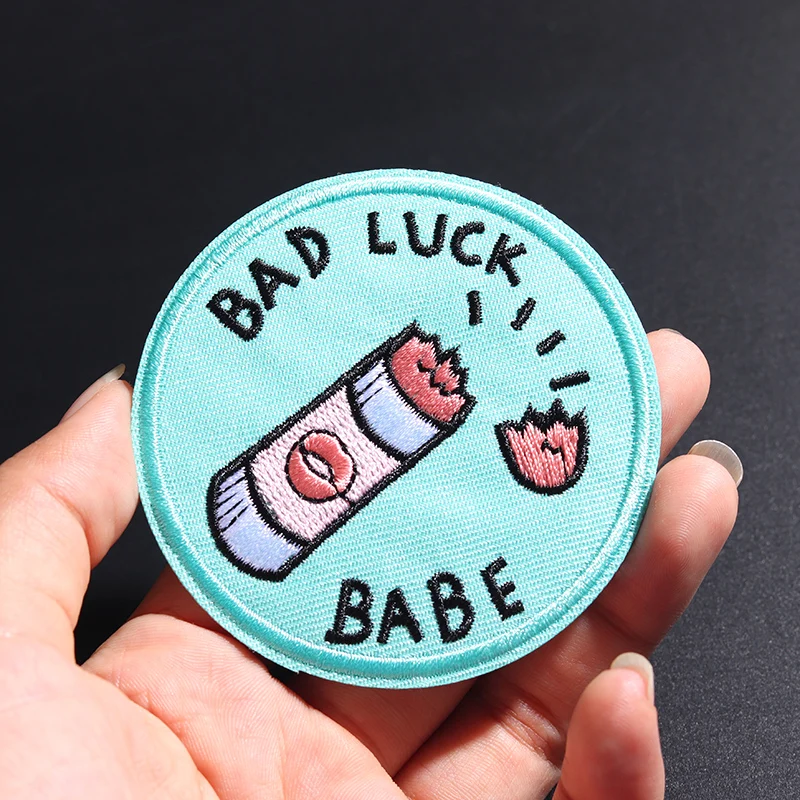 Bad luck babe Size:7.2x7.2cm Cloth Embroidered Applique Sewing Clothes Apparel Accessories