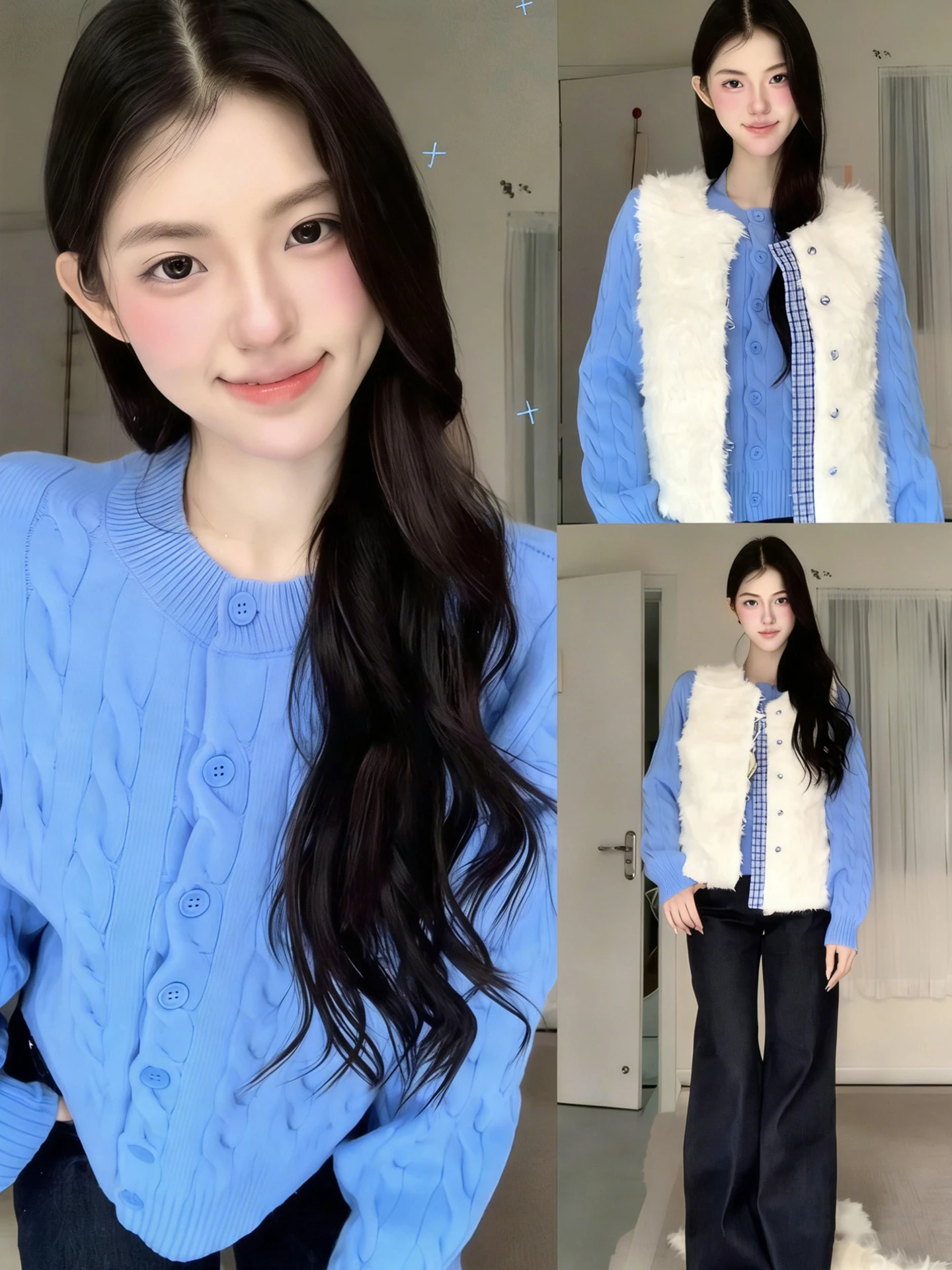 

Белый жилет из меха ягненка Sli, женский, весна 2026, новый, корейский, уникальный, красивый, многослойный, в комплекте с тонким свитером, милый, стандартный крой, тонкий