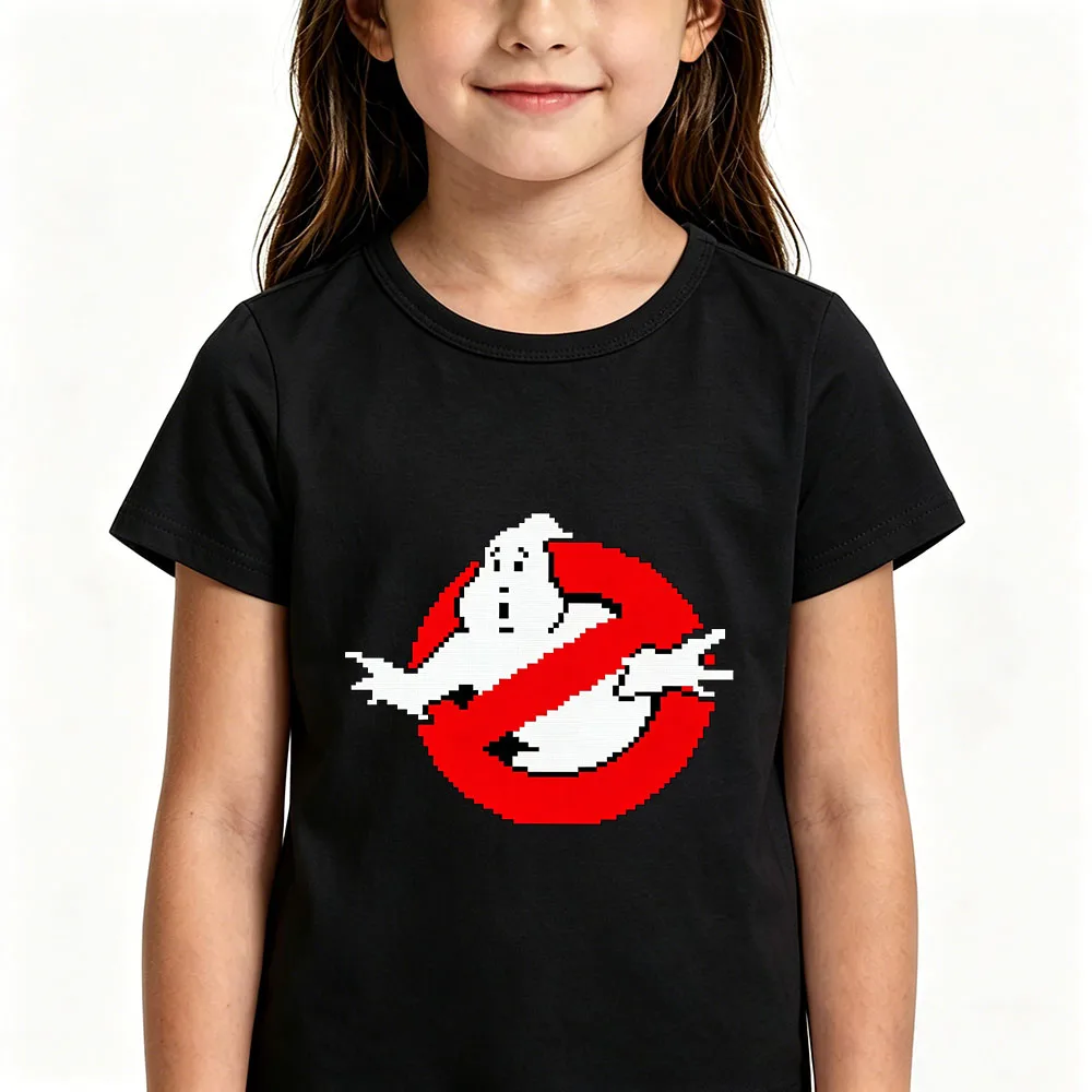 100% Cotton Ghostbusters Cartoon Children's T-Shirt Print Tees 2-12Y Short Sleeve Boys Girls Casual O-neck Tops Toddler Summer