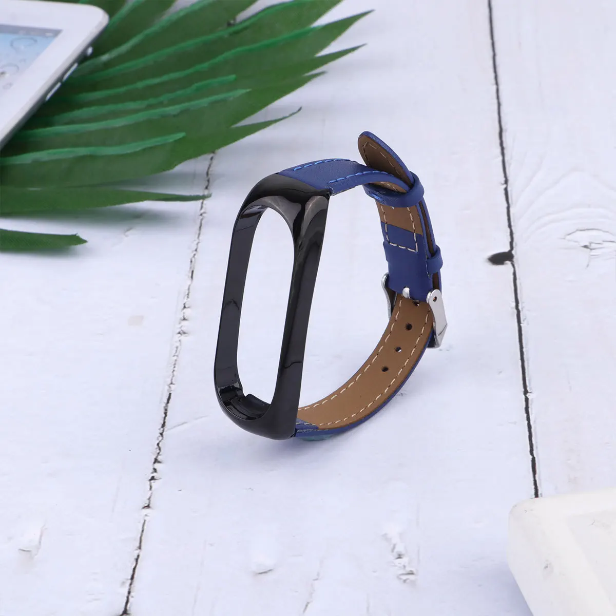 

Alloy Strap For 4 Blue Durable Cowhide Replacement Band Comfortable Seamless Stitching Bracelet Accessory