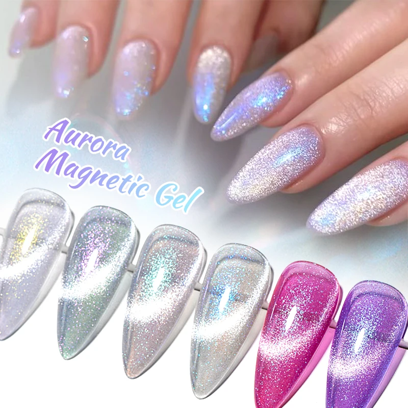 

Гель-лак Aurora Cat Magnetic с эффектом лазерного блеска, магнитный, полуперманентный, УФ-гель для ногтей, снимаемый, для самостоятельного маникюра