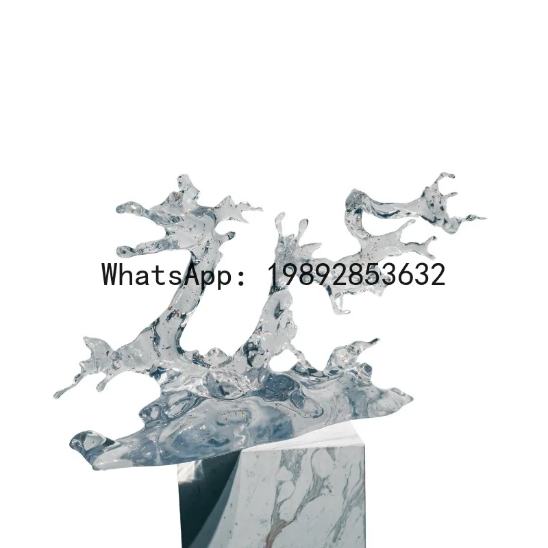 CZ Hotel Lobby Transparent Water Flower Resin Ornament Sales Office Model Room Floor Sculpture Soft Decoration Artwork